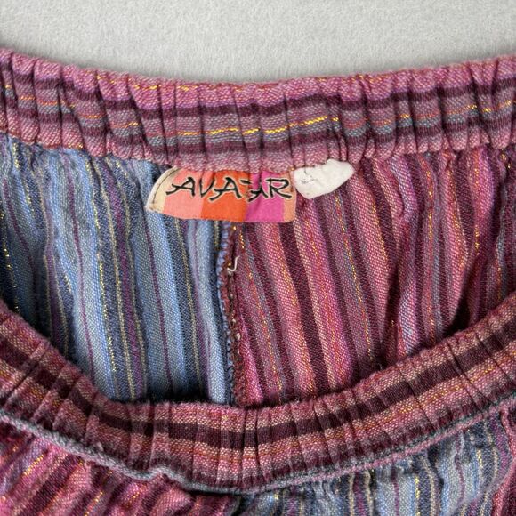 Avatar Pink/Blue Boho Maxi Skirt 100%‎ Cotton Gold Shimmer Detail Scallop Hem - Picture 5 of 5